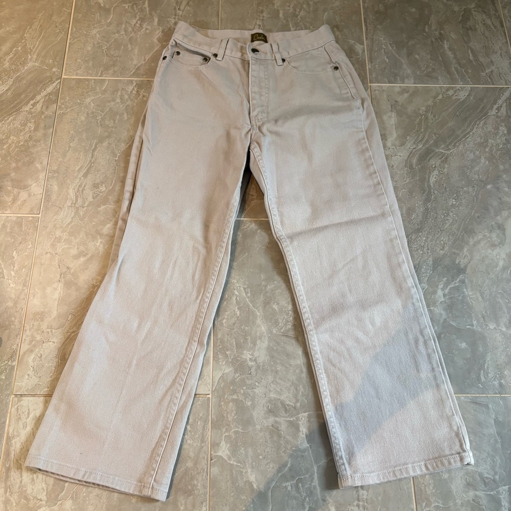 Caslon Women's Straight Leg Cropped Jeans Mid Rise Beige Sz 2 90s Classic Preppy